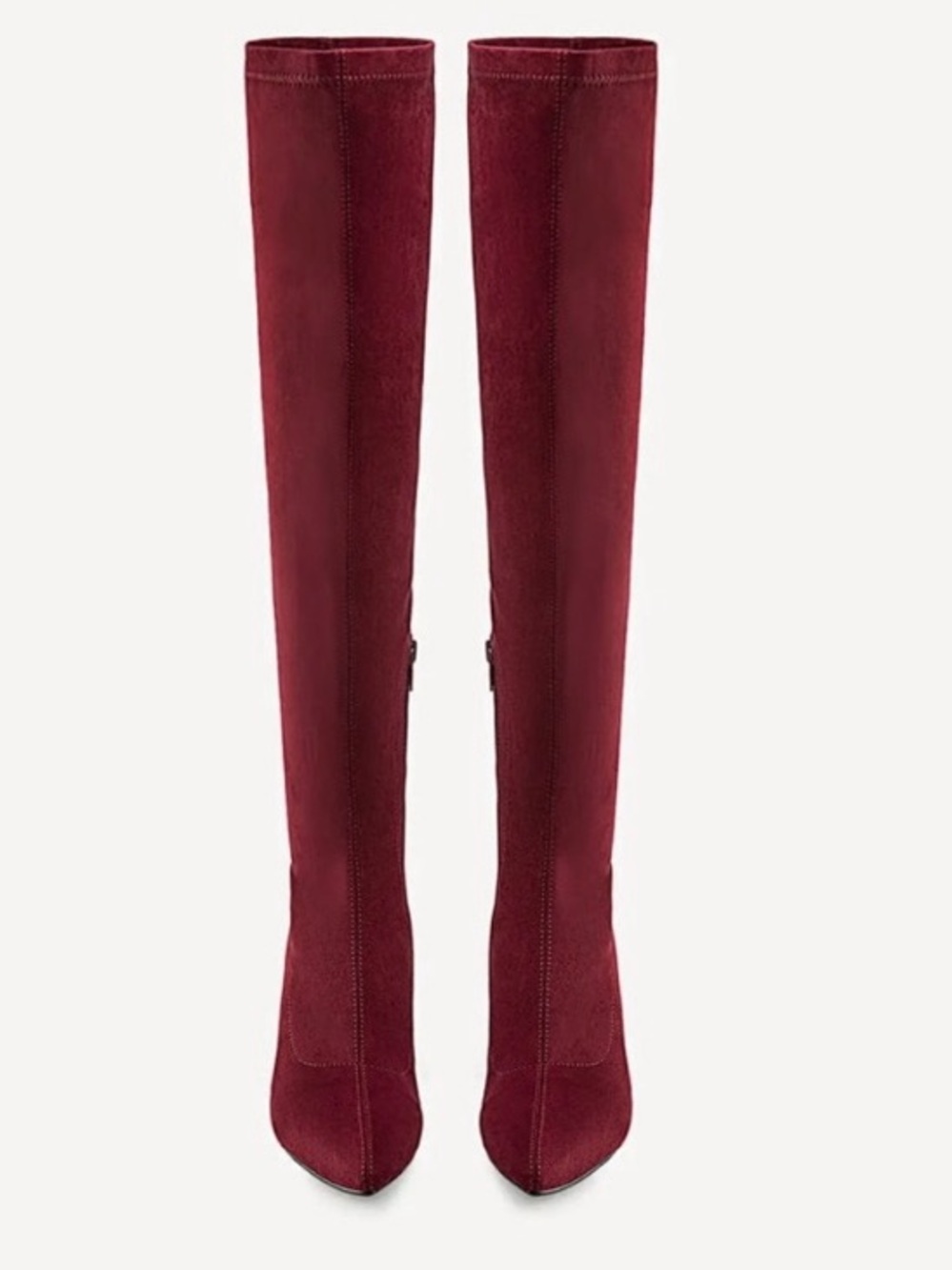 Cosy Island burgundy Minimalist Zipper Pointed Toe High Boots new without box - Picture 2 of 6